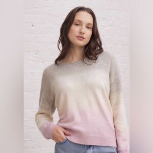 Stitch & Needle Cashmere Ombre Sweater Oversized Grey Pink Crewneck NEW